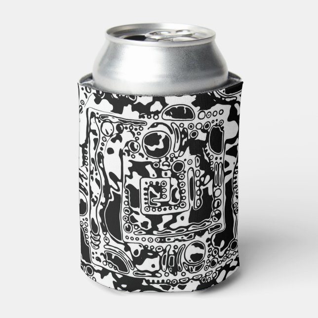 Black And White Geometric Art 25 Can Cooler (Can Front)