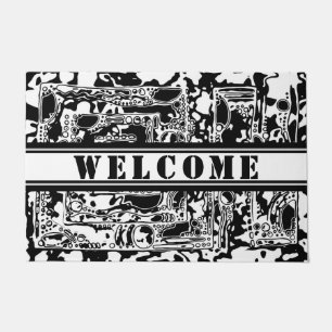 Black And White Geometric Art 25 Doormat