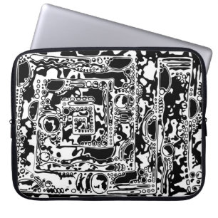 Black And White Geometric Art 25 Laptop Sleeve