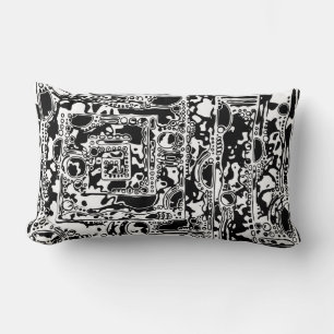 Black And White Geometric Art 25 Lumbar Cushion