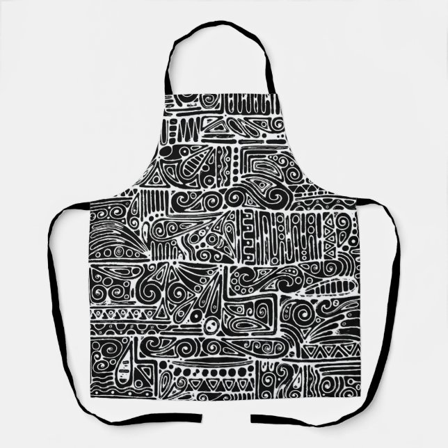 Black And White Geometric Art 2 Apron (Front)