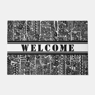 Black And White Geometric Art 2 Doormat