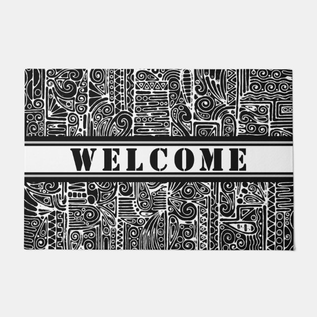 Black And White Geometric Art 2 Doormat (Front)