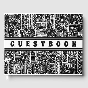 Black And White Geometric Art 2 Guest Book