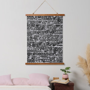 Black And White Geometric Art 2 Hanging Tapestry
