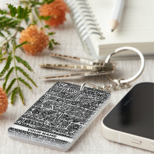 Black And White Geometric Art 2 Key Ring