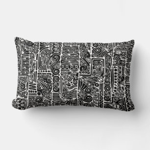 Black And White Geometric Art 2 Lumbar Cushion