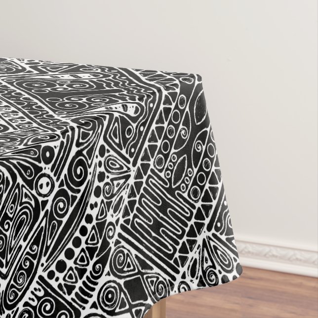 Black And White Geometric Art 2 Tablecloth (In Situ)