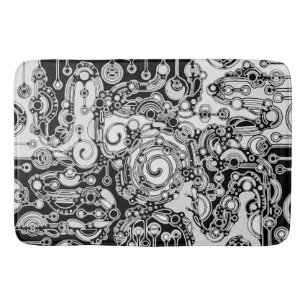 Black And White Geometric Art 3 Bath Mat