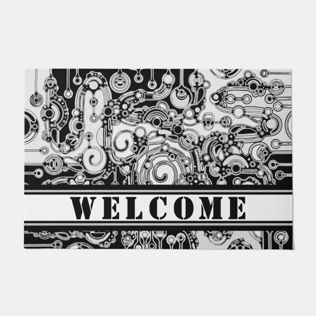 Black And White Geometric Art 3 Doormat (Front)