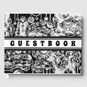 Black And White Geometric Art 3 Guest Book