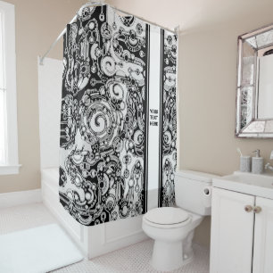Black And White Geometric Art 3 Shower Curtain
