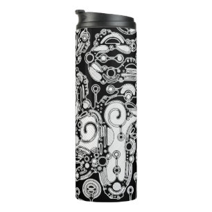 Black And White Geometric Art 3 Thermal Tumbler