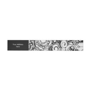 Black And White Geometric Art 3 Wraparound Address Label