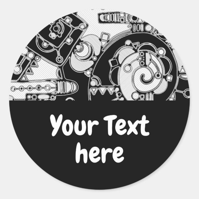Black And White Geometric Art 4 Classic Round Sticker (Front)