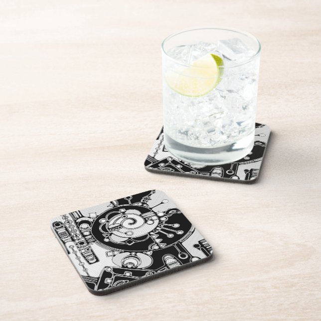Black And White Geometric Art 4 Coaster (Right Side)