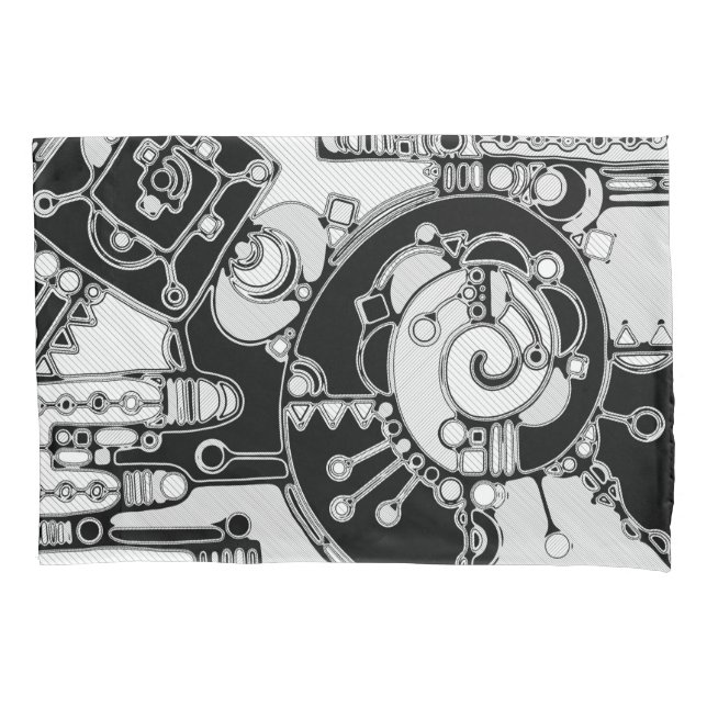 Black And White Geometric Art 4 Pillowcase (Front)