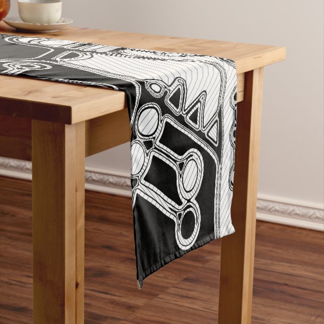 Black And White Geometric Art 4 Short Table Runner (In Situ)