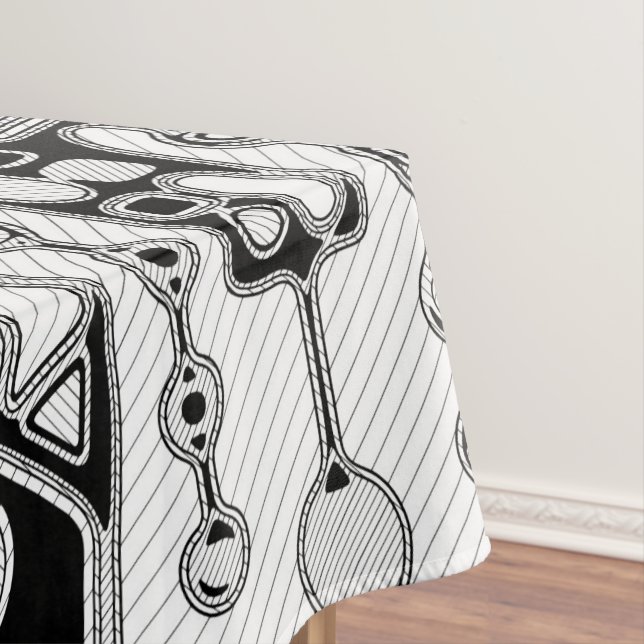 Black And White Geometric Art 4 Tablecloth (In Situ)