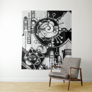 Black And White Geometric Art 4 Tapestry
