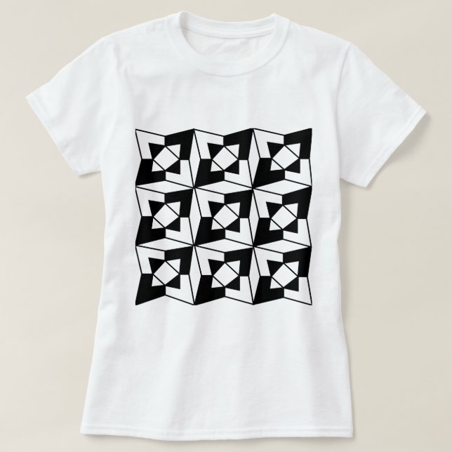 Black and White Geometric Art T-Shirt (Design Front)