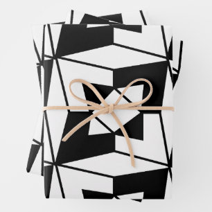 Black and White Geometric Art Wrapping Paper Sheet