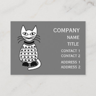 Black and White Geometric Cat Business Card