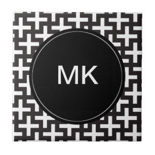 Black and White Geometric Ceramic Tile