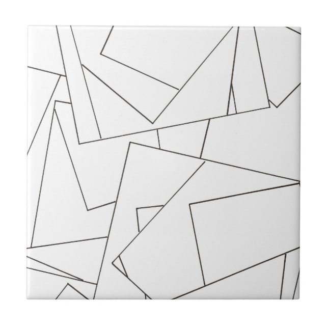 Black And White Geometric Ceramic Tile (Front)