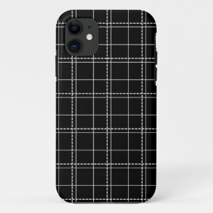 Black and White Geometric Check Plaid Pattern iPhone 11 Case