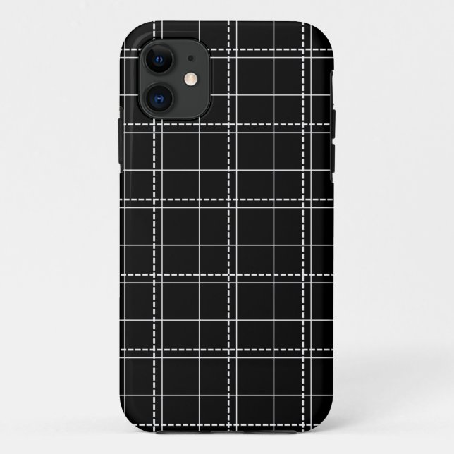 Black and White Geometric Check Plaid Pattern Case-Mate iPhone Case (Back)