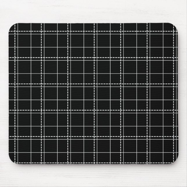 Black and White Geometric Check Plaid Pattern Mouse Pad (Front)