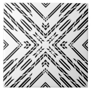 Black and White Geometric Chevron Ceramic Tile