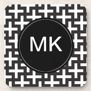Black and White Geometric Coaster