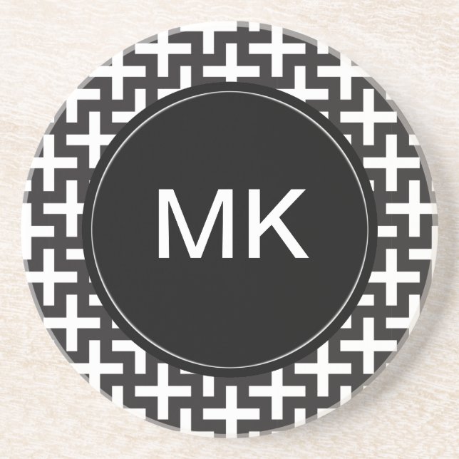 Black and White Geometric Coaster (Front)