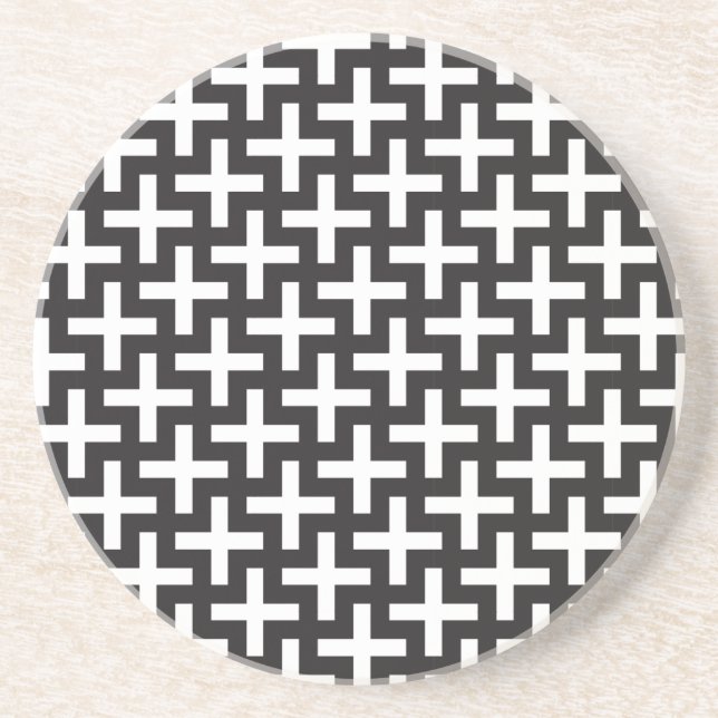 Black and White Geometric Coaster (Front)