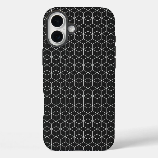  Black and White Geometric Cube Pattern Case-Mate iPhone Case (Back)