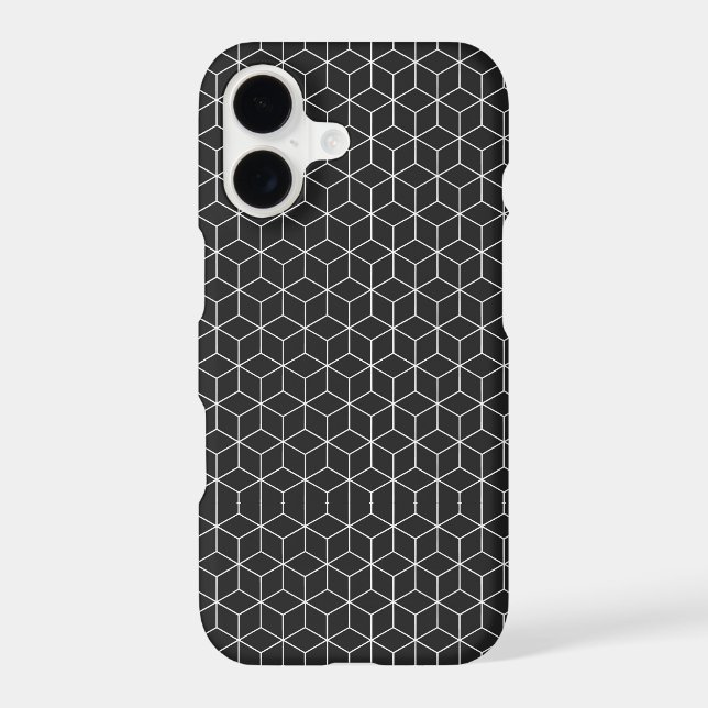  Black and White Geometric Cube Pattern iPhone Case (Back)