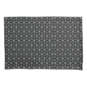  Black and White Geometric Cube Pattern Pillowcase