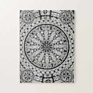 Black and White Geometric Design Jigsaw Puzzle