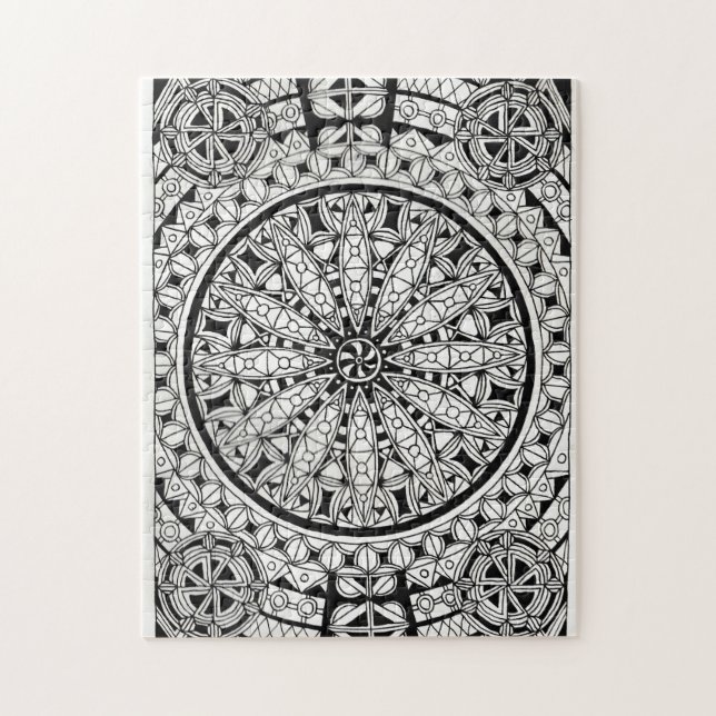 Black and White Geometric Design Jigsaw Puzzle (Vertical)