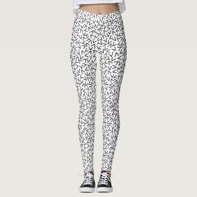 Black and White Geometric Design Leggings (Front)