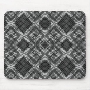 Black and white geometric diamond pattern mouse pad
