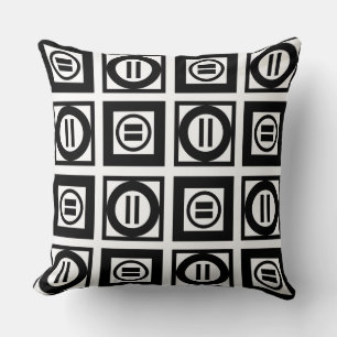 Black and White Geometric Equal Sign Pattern Cushion