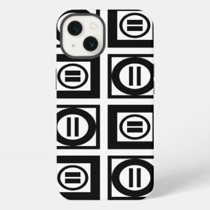 Black and White Geometric Equal Sign Pattern iPhone 13 Case