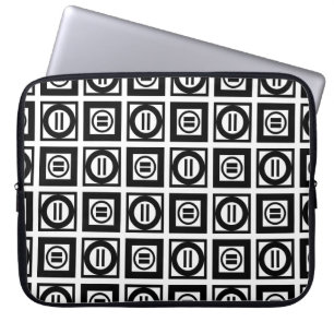 Black and White Geometric Equal Sign Pattern Laptop Sleeve