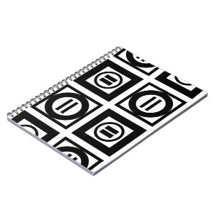 Black and White Geometric Equal Sign Pattern Notebook