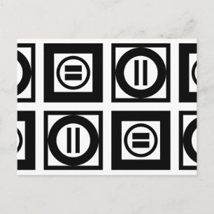 Black and White Geometric Equal Sign Pattern Postcard