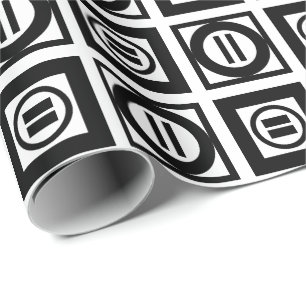 Black and White Geometric Equal Sign Pattern Wrapping Paper