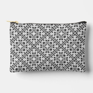 Black and white geometric ethnic ornament accessory pouch